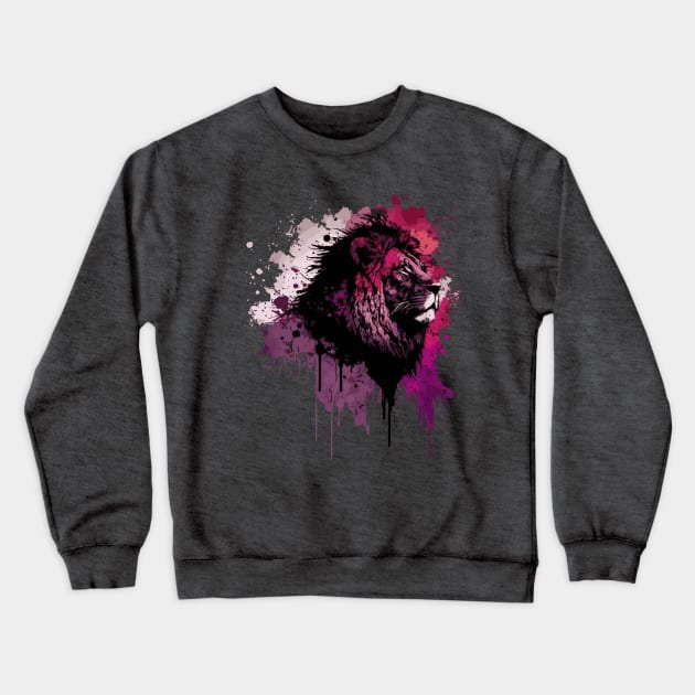 Cosmic Tie Dye Lion Drip Crewneck Sweatshirt by CryrexBlu